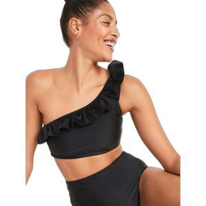 Old Navy Black One Shoulder Ruffled Bikini Top (top only), Sz S